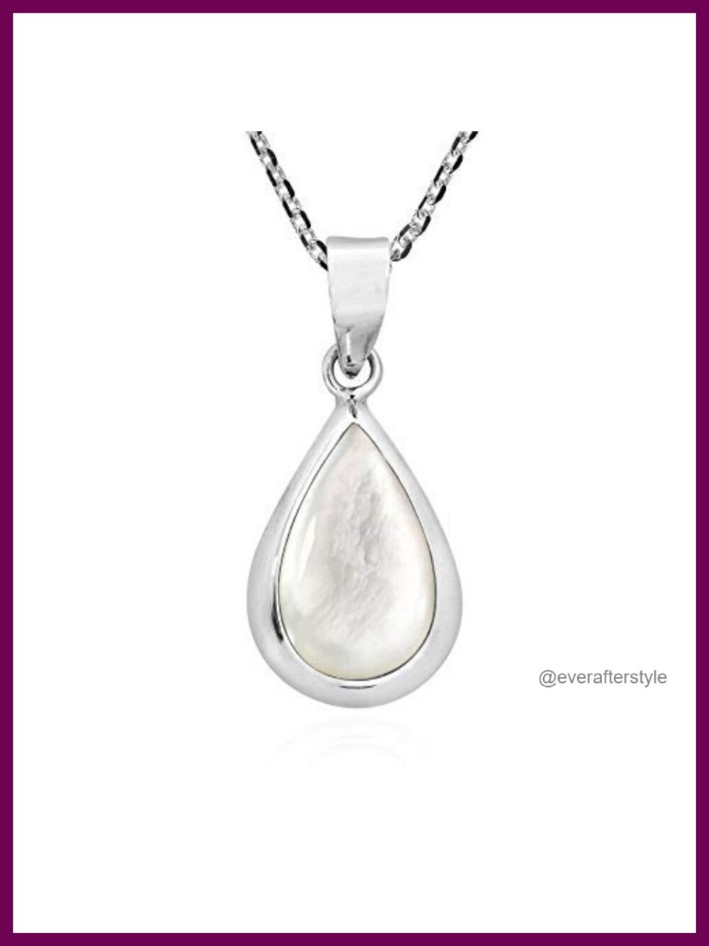 AeraVida Sterling Silver Mother of Pearl Teardrop Necklace